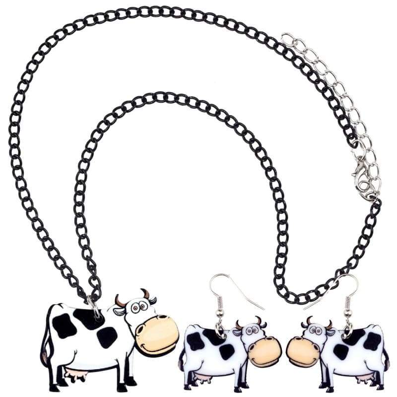 jewelry happy cow earrings and necklace set 2 - The Cow Print