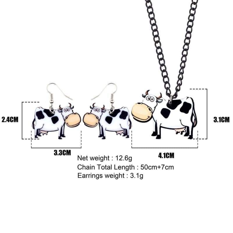 jewelry happy cow earrings and necklace set 3 - The Cow Print