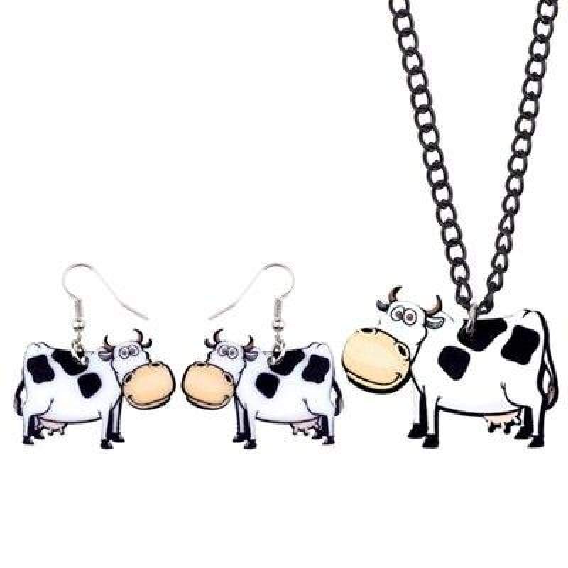 jewelry happy cow earrings and necklace set 4 - The Cow Print