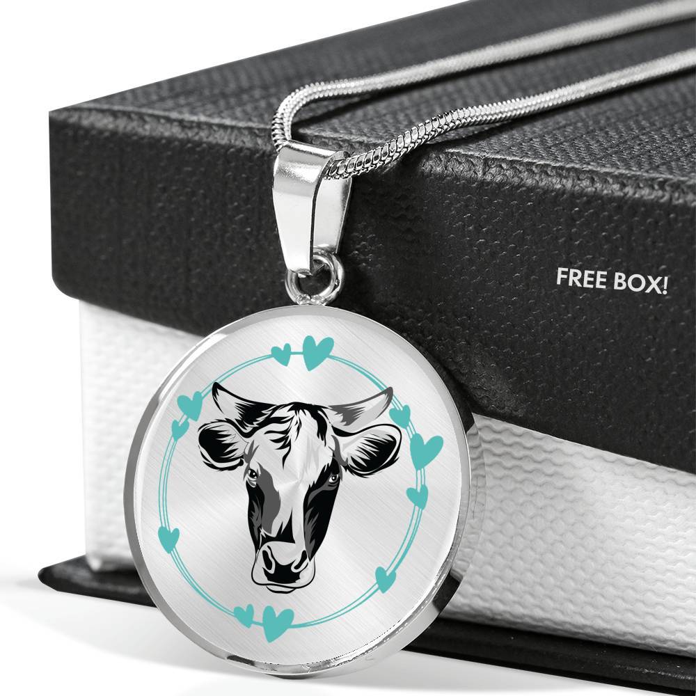 Personalized Cow Luxury Necklace CL1211 Luxury Necklace (Silver) / No Official COW PRINT Merch