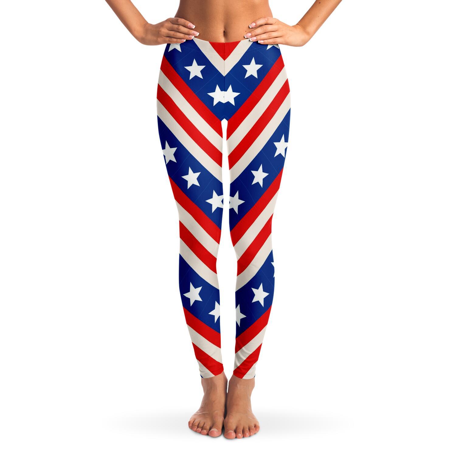 Squat Proof Stars And Stripes 4th of July Leggings CL1211 XS Official COW PRINT Merch