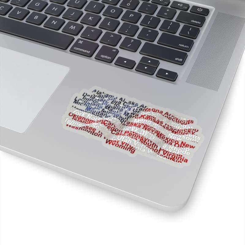 USA Flag with states Sticker CL1211 2x2" / Transparent Official COW PRINT Merch