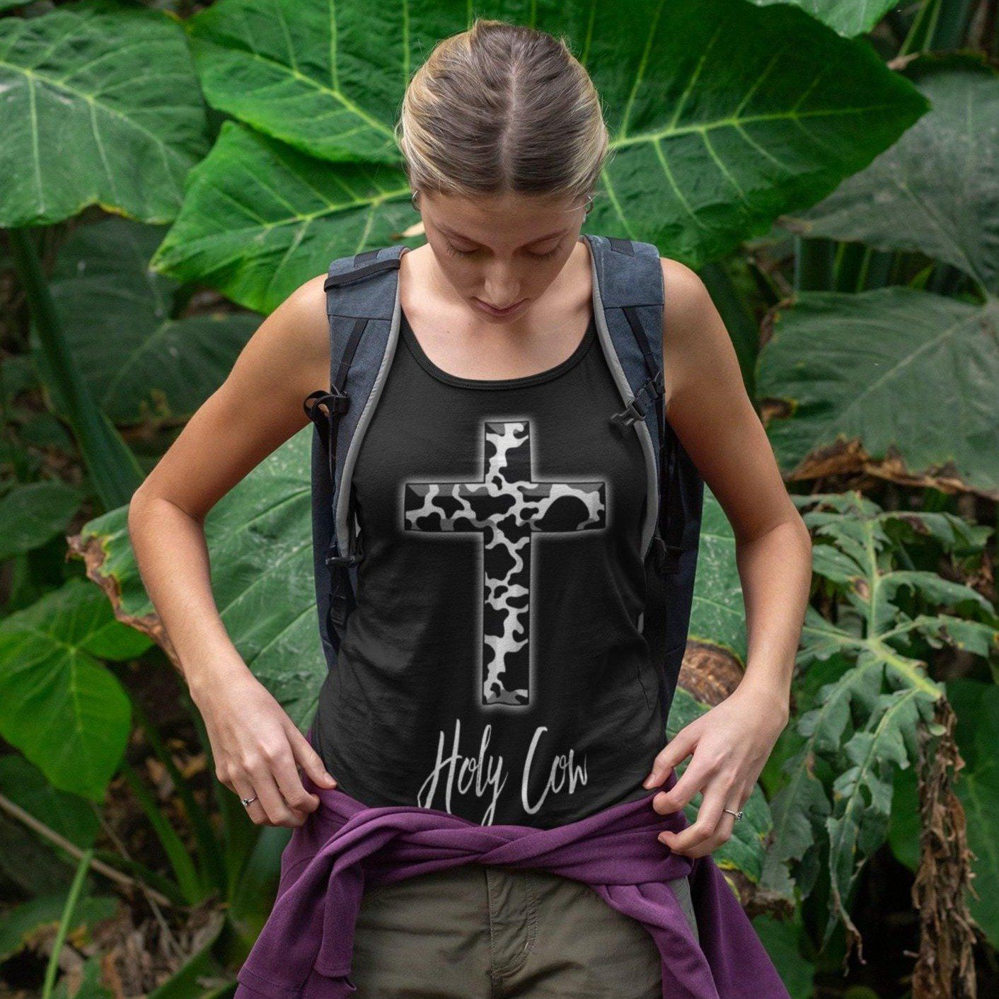 Holy Cow Racerback Tank CL1211 Solid Black / L Official COW PRINT Merch