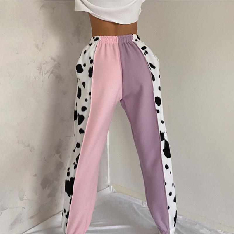 The Cow Print Pants - Women High Waist Baggy Trousers