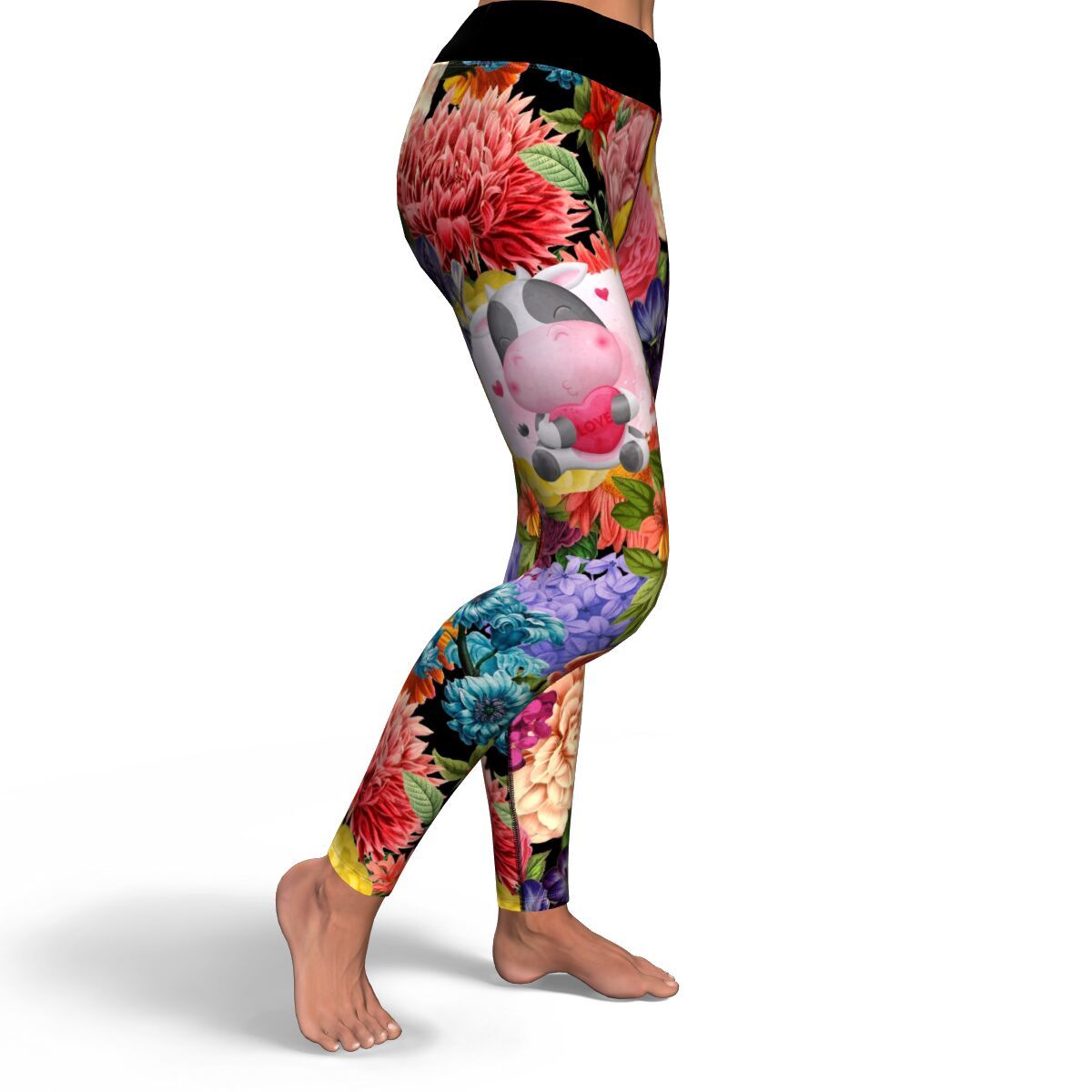 Floral Calf Yoga Leggings CL1211 XS Official COW PRINT Merch