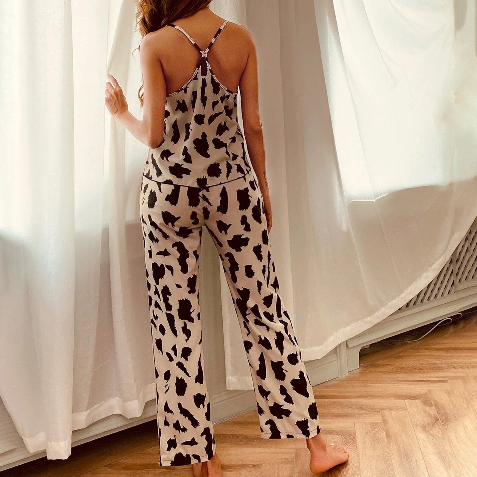 Pajamas For Women Fashion Milk Cow Prints Sling Pyjama Pour Femme Sexy Lingerie Summer Breathable Sleepwear 3 - The Cow Print