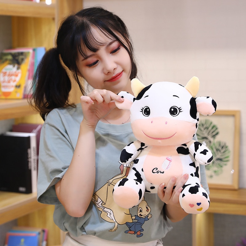 1pc 22 26CM Kawaii Baby Cow Plush Toys Stuffed Soft Animal Cute Cattle Dolls for Kids 2 - The Cow Print