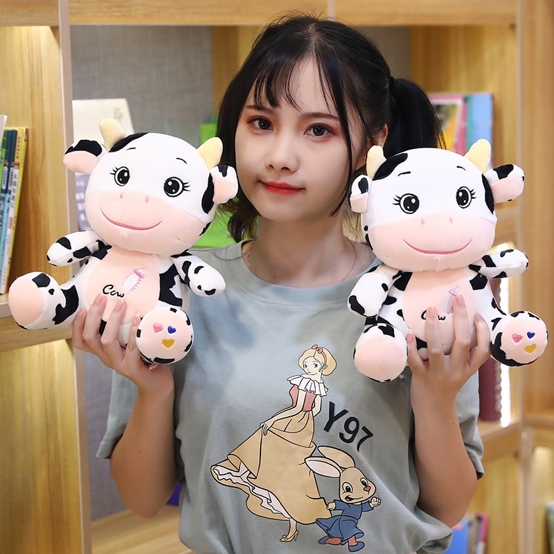 1pc 22 26CM Kawaii Baby Cow Plush Toys Stuffed Soft Animal Cute Cattle Dolls for Kids 3 - The Cow Print