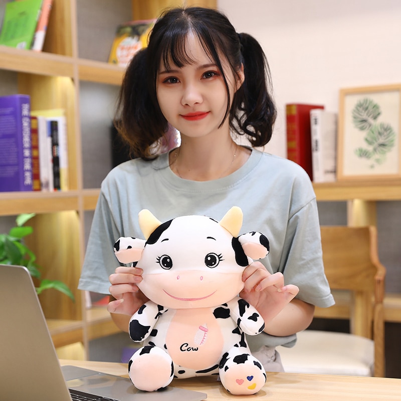 1pc 22 26CM Kawaii Baby Cow Plush Toys Stuffed Soft Animal Cute Cattle Dolls for Kids 4 - The Cow Print