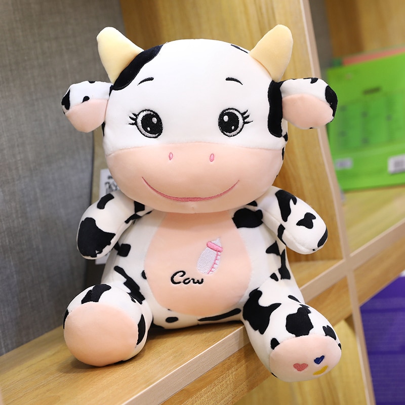 1pc 22 26CM Kawaii Baby Cow Plush Toys Stuffed Soft Animal Cute Cattle Dolls for Kids - The Cow Print