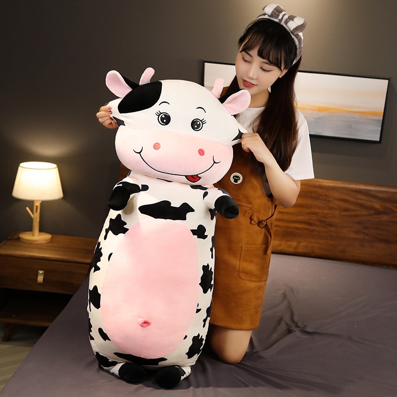 1pc 80 100 120CM Lovely Milk Cow Plush Toys Cartoon Stuffed Animal Cattle Dolls Sleeping Pillow 1 - The Cow Print