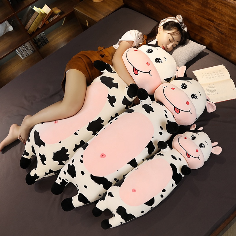 1pc 80 100 120CM Lovely Milk Cow Plush Toys Cartoon Stuffed Animal Cattle Dolls Sleeping Pillow 4 - The Cow Print