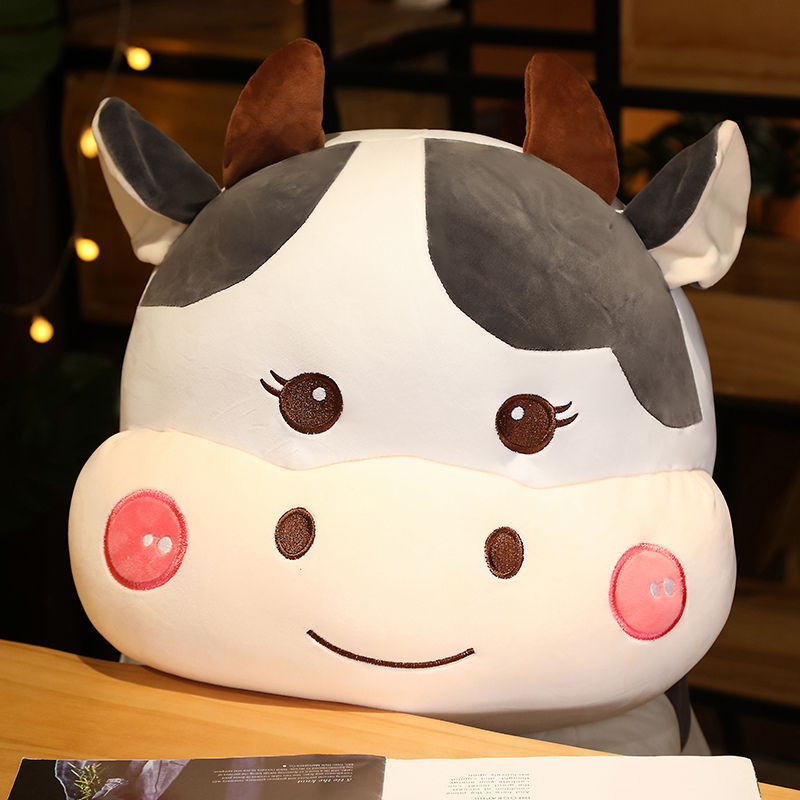 25-55cm Lovely Milk Cow Plush Toys Cartoon Plush Cattle With Donuts Pillow Kawaii Dolls Nice Birthday Xmas Gift for Children