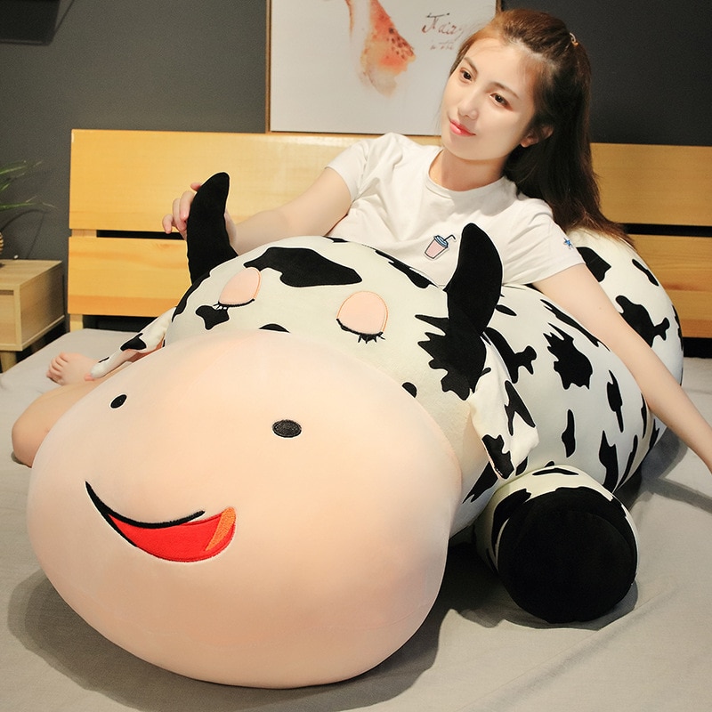 80 120cm Giant Size Lying Cow Soft Plush Sleep Pillow Stuffed Cute Animal Cattle Plush Toys - The Cow Print