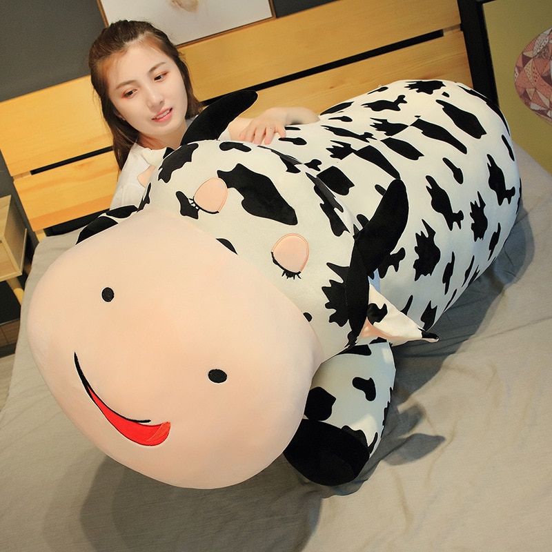 80-120cm Giant Size Lying Cow Soft Plush Sleep Pillow Stuffed Cute Animal Cattle Plush Toys for Children Lovely Baby Girls Gift